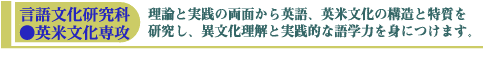 言語文化研究科●英米文化専攻/理論と実践の両面から英語、英米文化の構造と特質を研究し、異文化理解と実践的な語学力を身につけます。