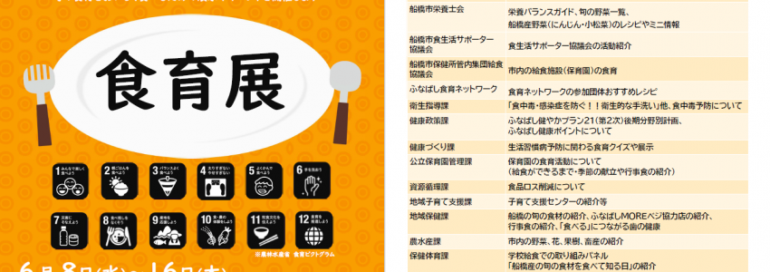 【終了】６月は食育月間！今年も人間栄養学部が「船橋市食育展」に協力しています！